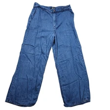 Rewash Women Wide Leg Jeans Blue Denim Elastic Waist Size 9 29