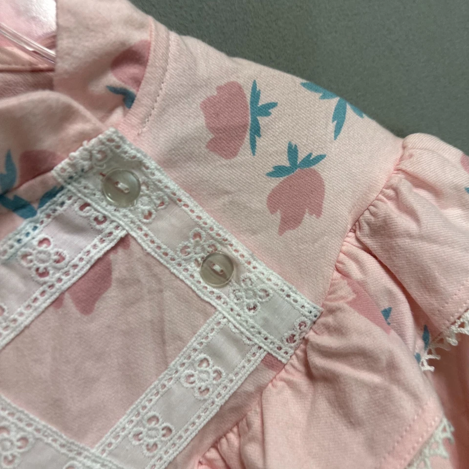 Conjunto De Pijama De Colección Sears Volantes Algodón Franela Rosa Floral Casa Núcleo Talla 32 S/M Foto 4 de 4