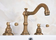 Widespread Bathroom Sink Faucet 3 Holes Two Handles Antique Brass Mixer Tap