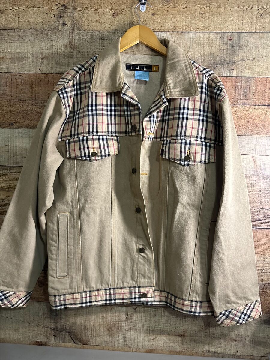 Vintage The Hip-Hop Elements Denim and Plaid Jacket Men's Vintage The Hip-Hop Elements Denim and Plaid Jacket Men's
