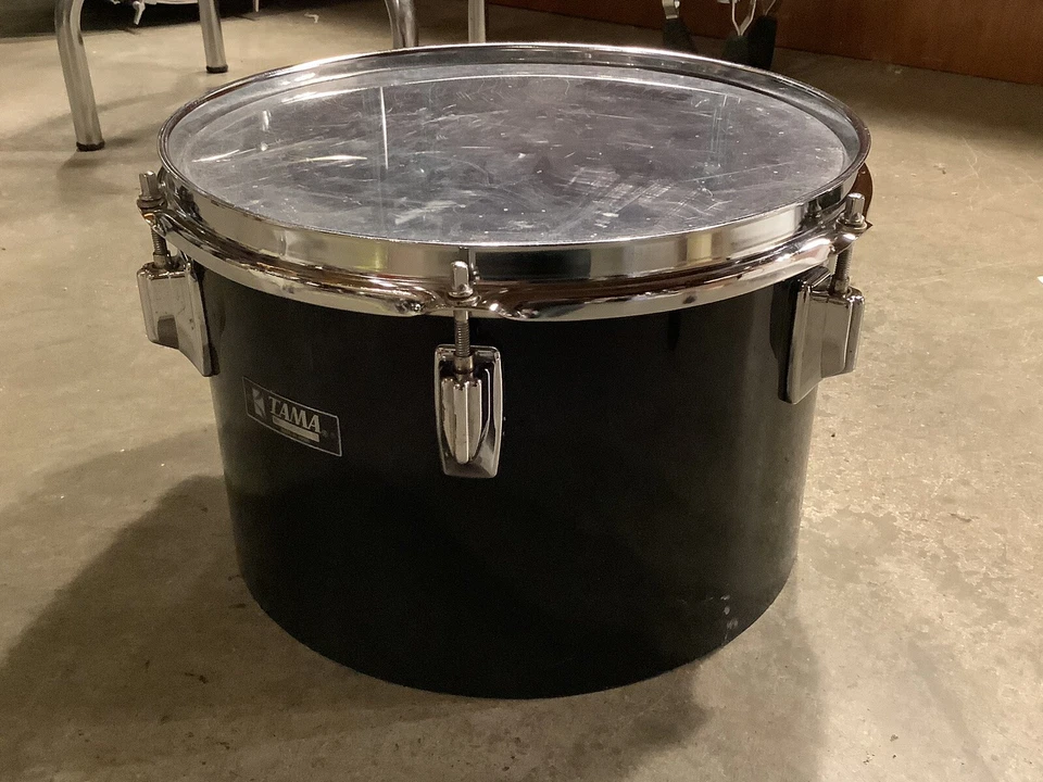 12" Tama Años 80 DE COLECCIÓN Concierto Tom Drum 8x12 Japón NEGRO con NEGRO #EM3 Foto 3 de 4