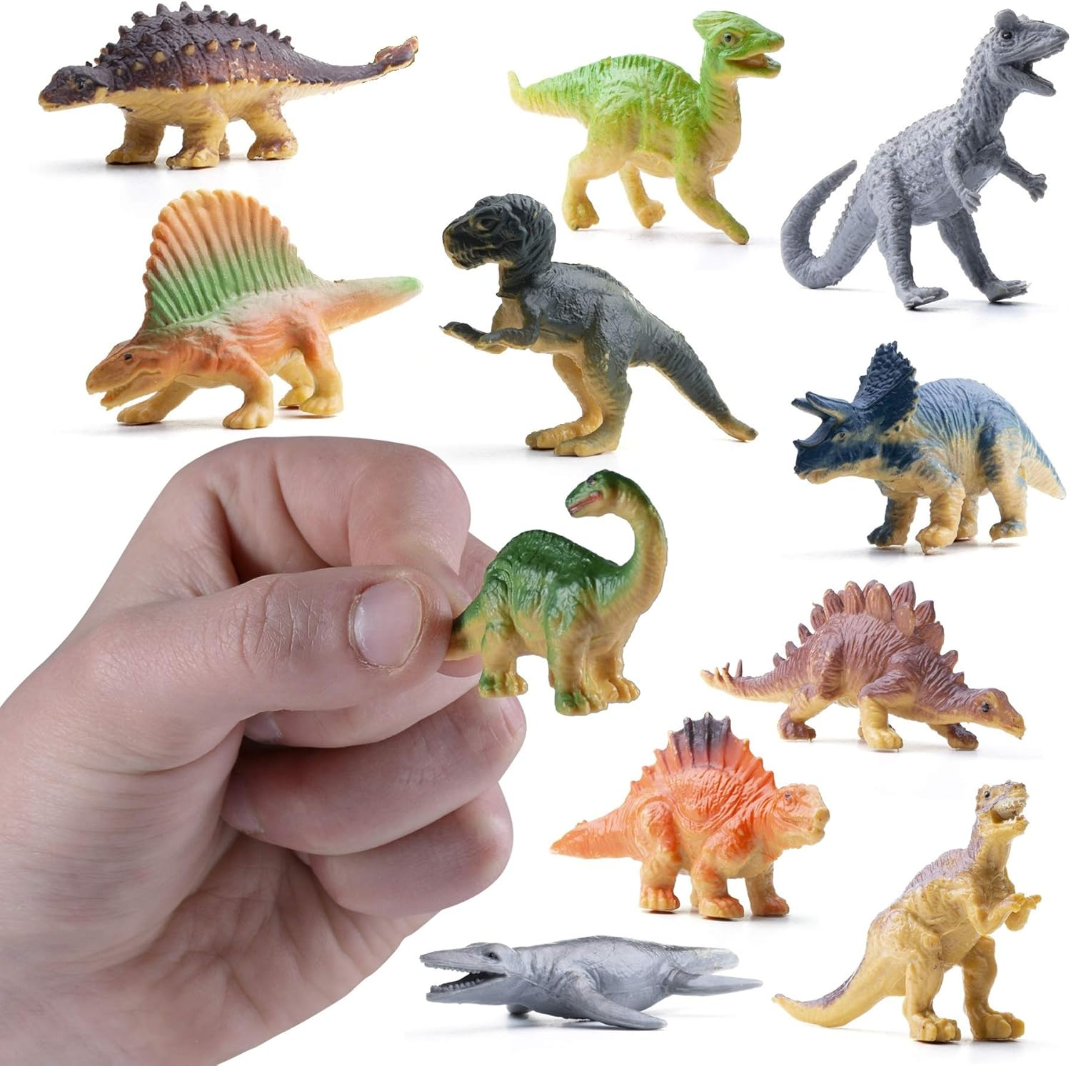12-Pack Mini Dinosaur Toy Set for Party Favors Easter Eggs Gifts