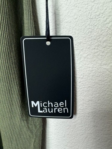 Michael Lauren Medium Revolve Ribbed Oversized Shirt Olive Green V-Neck NWT - 第 4/9 張圖片