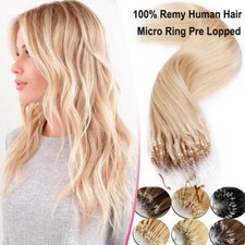 200S Micro Loop Ring Bead Tip Remy Human Hair Extensions 1g/s Double Thick Long
