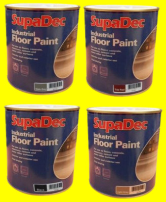 SupaDec Industriebodenfarbe 1L Schiefergrau / Schwarz / Hellgrau / Rot Garage