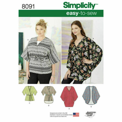 Simplicity Sewing Pattern 8091 Kimono Blouse Shrug Wrap Top Size Xxs-Xxl  Uncut