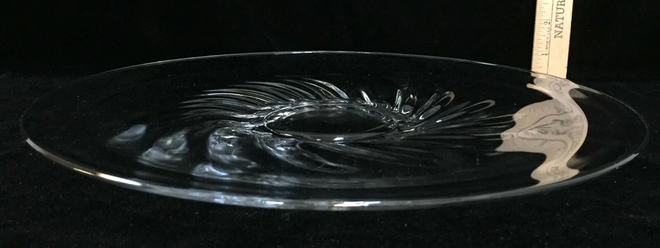 Glass Serving Tray Swirl Ribbed Cake Plate Platter 13.5" Clear Kitchen - Image 2 of 3