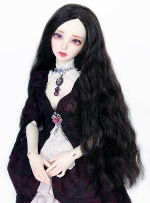 1/3 8-9-10 Pullip Bjd Doll Hair Wig Long Ater Black Curly Curls Styled By Hands 