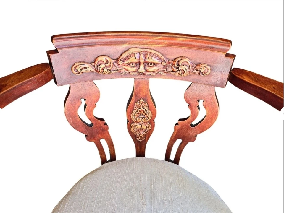 Cadeira de canto antiga vitoriana de mogno - Imagem 3 de 4