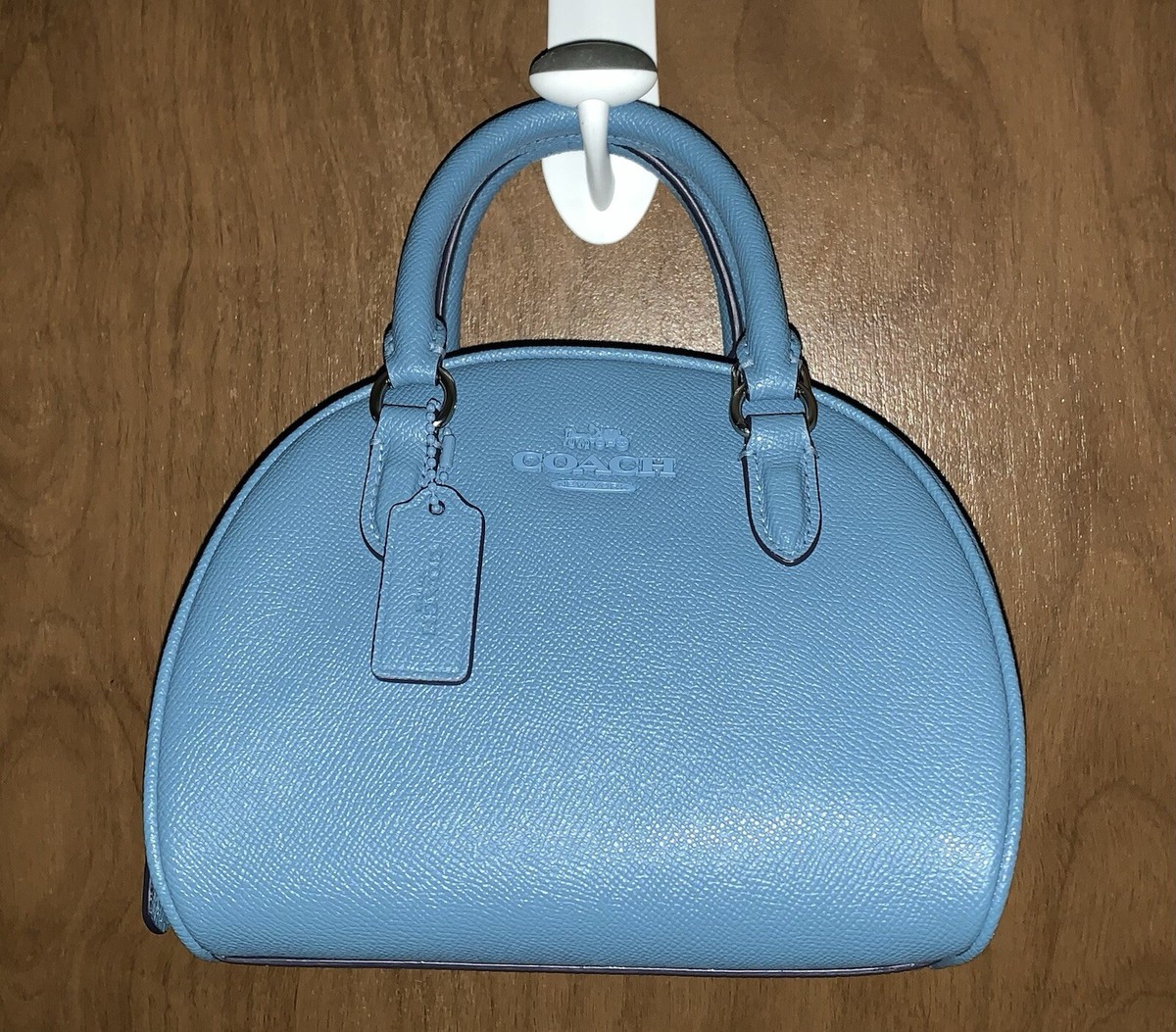 Coach Sydney Satchel Crossbody Crossgrain Leather Pacific Blue NEW