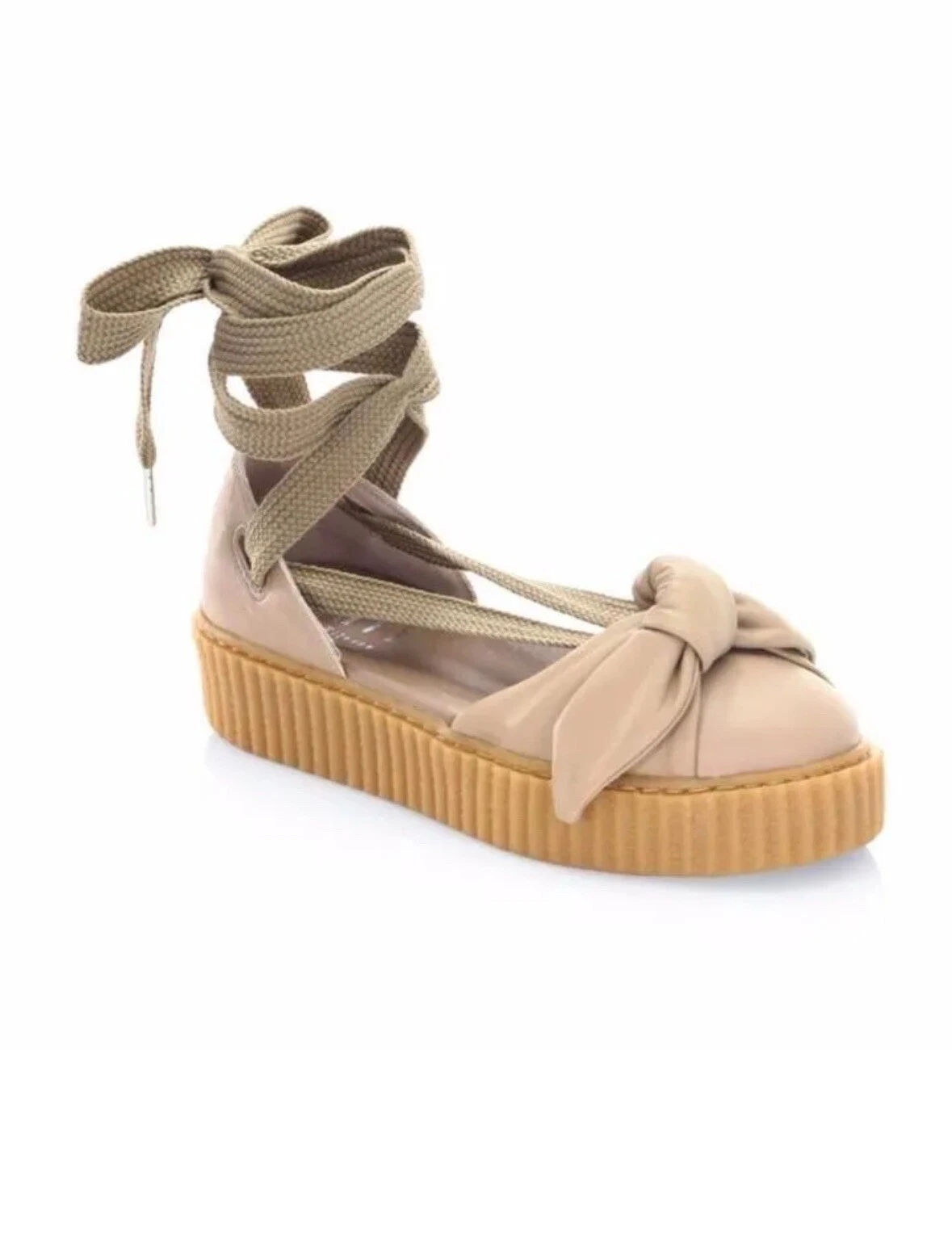 Sandali stringati Puma FENTY Rihanna donna in pelle cinturini beige $140