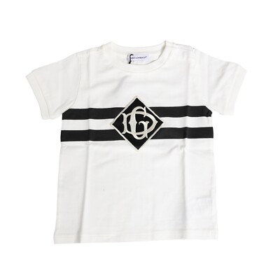 DOLCE & GABBANA Kids T-shirt White Logo Cotton Crew Neck s. Tag 12/18 RRP 210usd