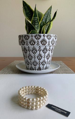 LIZ CLAIBORNE FAUX PEARL Stretch Bracelet 3-stack
