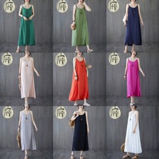 Women Loose Slips Dress Strappy Spaghetti Underdress Underskirt Sleeveless