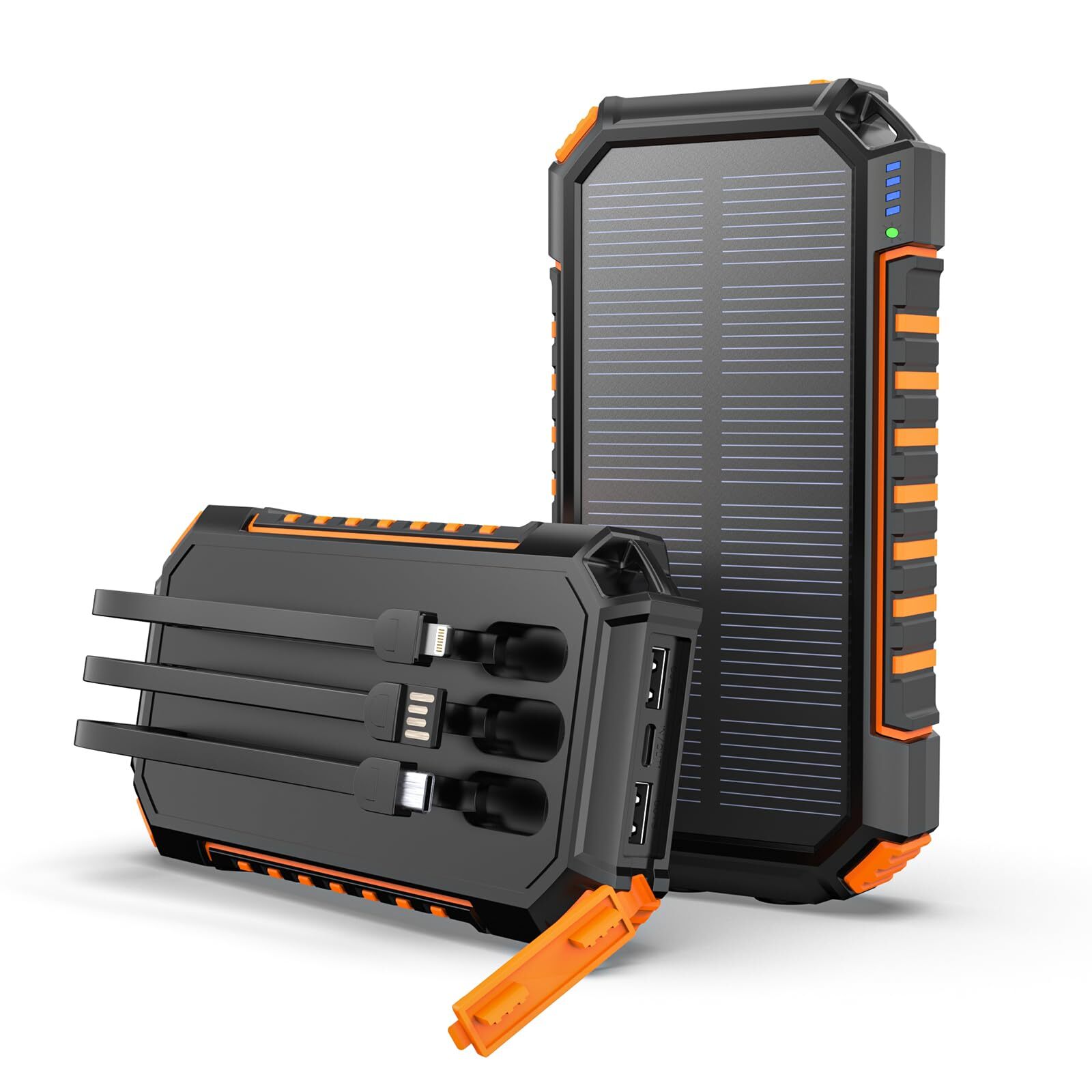 Power Bank Solar Charger 27000mAh Built in 3 Cables Five Outputs 15W Fast Cha...