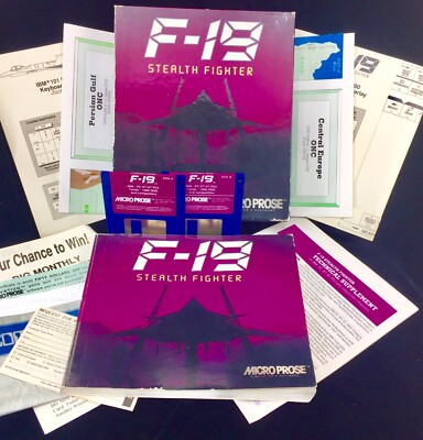 Jeu PC Amiga F-19 Stealth Fighter - Boîte Grande Taille Complète, En Bon état, édition MicroProse