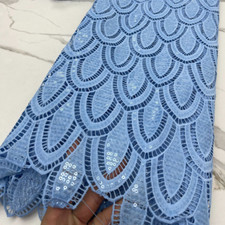 5yd Sequins African Lace Fabric Hollow Out Milk Silk Material Nigerian Dress Sew