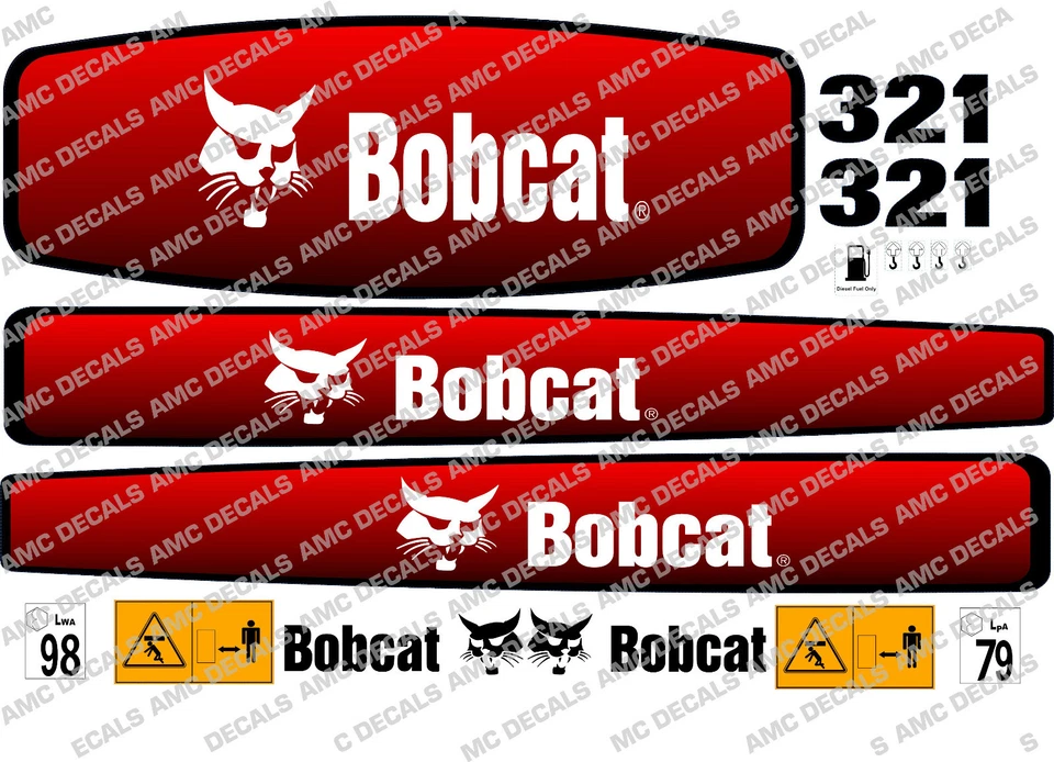 BOBCAT 321 Mini Bagger Komplettes Aufkleber Set - Bild 1 von 1