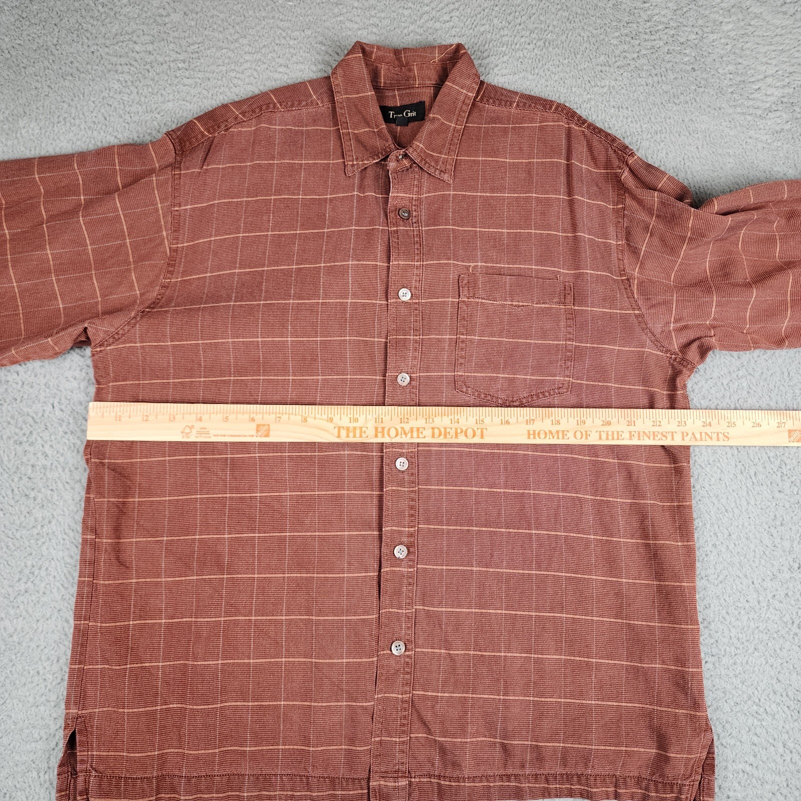 True Grit Shirt Mens Extra Large Brown Orange Western Button Up Long Sleeve