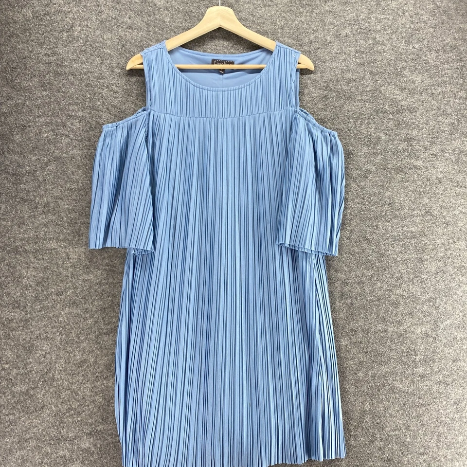 Vestido Luxology Mujer 8 Azul Cambio Corto Forrado Hombro Frío Manga 3/4 Plisado Foto 3 de 4
