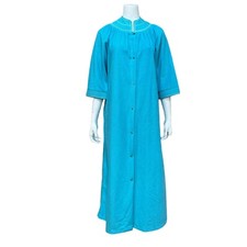 Vintage Evelyn Pearson Velour Robe House Coat Snap Front Medium Petites 10-12 