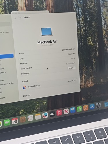 2025 Apple MacBook Air 13.6" M4 10C GPU 4.5GHz 16GB RAM 512GB SSD A3240 - Afbeelding 4 van 7