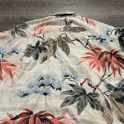 Tommy Bahama Hemd Herren Medium Blumenmuster 100 % Seide Camp Knopfleiste Erwachsene Schlaufenkragen - Bild 7 von 9