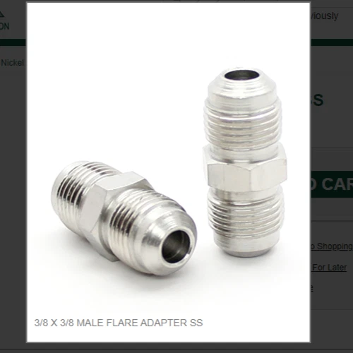 APEX 3/8 X 3/8 MALE FLARE ADAPTER SS # 3004, (1) One