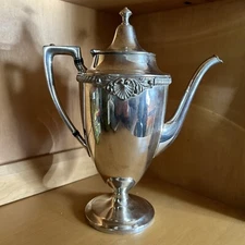 Vintage Hallmarked Silver On Copper Tea Pot Attached Lid Detailed Design 11” EUC