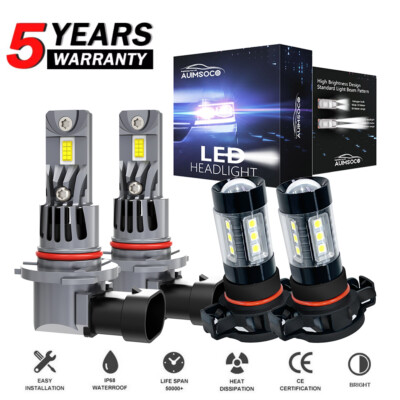Para For 2014-2015 GMC Sierra 1500 faro LED alto /bajo + Kit de luces antiniebla