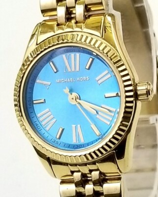 Unique rare blue Michael Kors watch. Michael kors lennox pave blue tone watch... | Depop main image 3