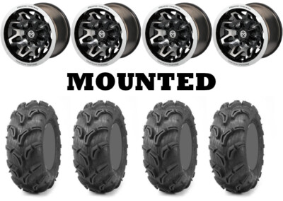 Kit 4 Maxxis Zilla Tires 28x10-12/28x12-12 on Moose 416X Machined Wheels H700