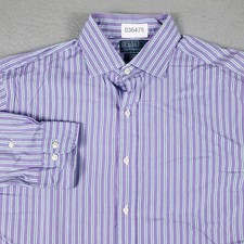 Ralph Lauren Shirt Mens 17 Purple Striped Pony Dress Button Up Long Sleeve 