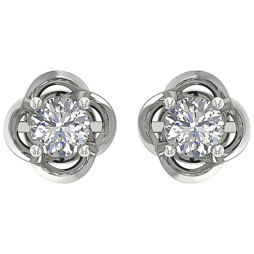 Lab Grown Round Diamond Solitaire Studs Earrings VS1 F 0.50 Carat 14K Solid Gold - Picture 2 of 9