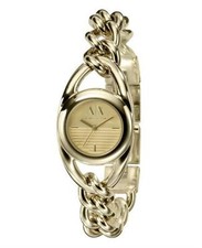 NEW ARMANI EXCHANGE GOLD TONE STAINLESS STEEL CHAIN LINK BRACELET WATCH AX3093