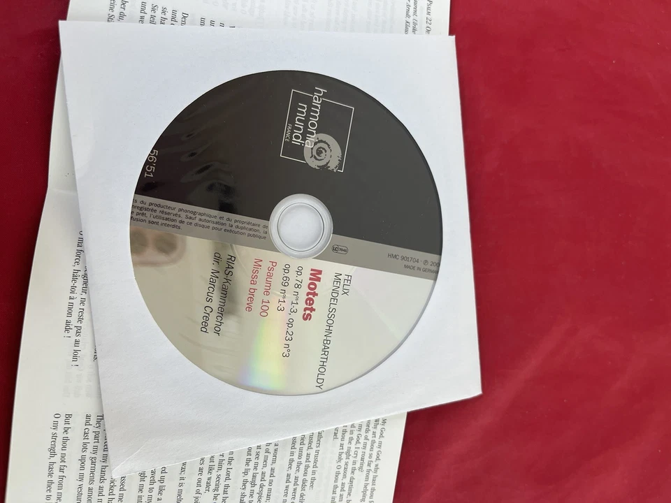 CD clásico Felix Mendelssohn-Bartholdy Motets Psaume 100 Missa Breve Creed Foto 3 de 4