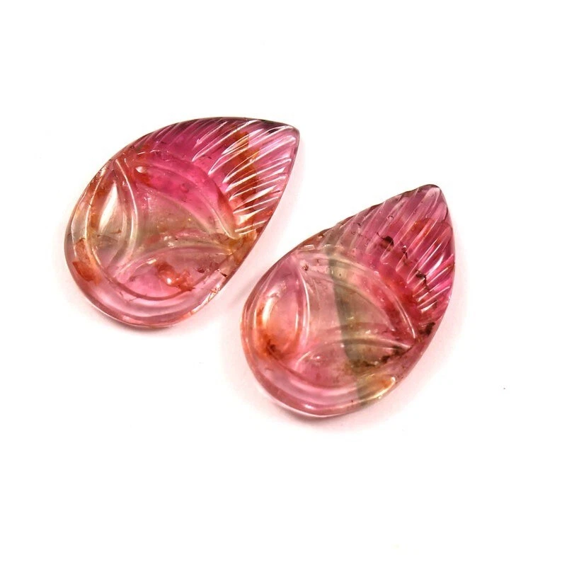 Loose Gemstone Natural Bio Tourmaline Hand Carved Fancy Pear Gemstone A1496 - Image 3 of 3