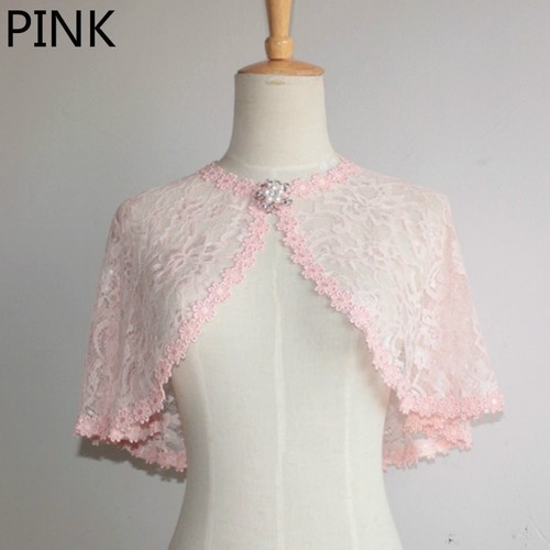 Bridal Lace Shrug Bolero Cape Wrap Jacket Shawl Tippet Tulle Wedding Floral Trim - Picture 5 of 21