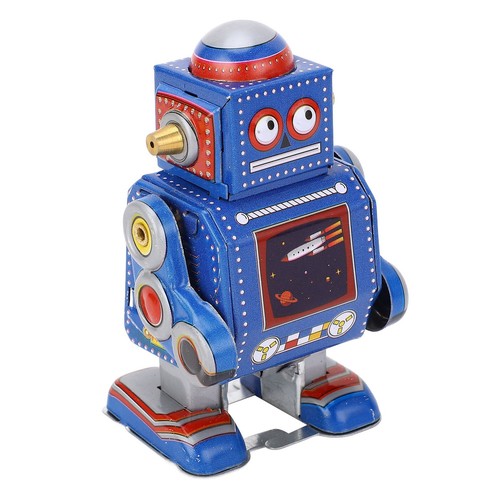 (Blue)Wind Up Robot Toy Hand Made Decorative Vintage Clockwork Robot Toy - Picture 13 of 22