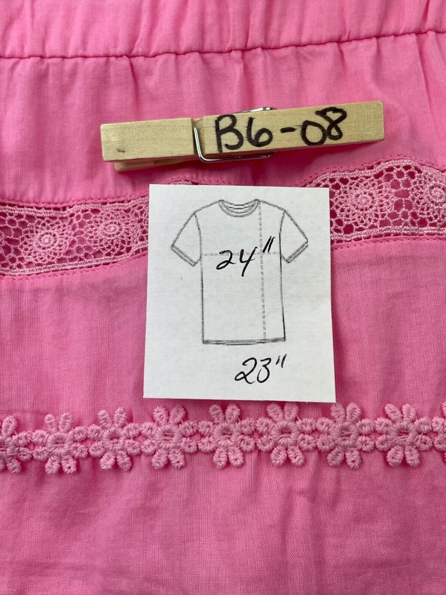 J. Crew 2X Daisy chain Peplum Top Aj383 Blouse Pink Lace Short Sleeve B6 08