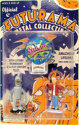 Figurines Futurama – Bender, Fry, Leela, Farnsworth – Métal Die-Cast Rocket USA 2001