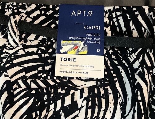 NWT APT 9 TORIE BELTED STRAIGHT MID-RISE MID CALF CAPRI PANTS SIZE 12 - Picture 5 of 5