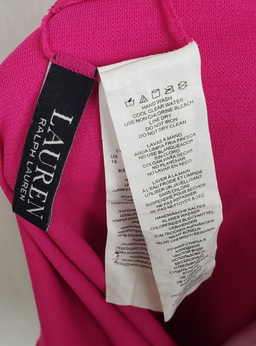 Lauren Ralph Lauren One Piece Swimsuit 16 Hot Pink Ruched Keyhole Beach Vacation - Picture 4 of 5