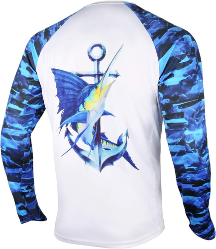 Fishing Shirt for Men Long Sleeve Sun Protection UV UPF 50+ T-Shirts with Pocket