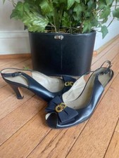 vintage Salvatore Ferragamo bow gacini slingback heels 7B taco600