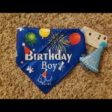 Dog Birthday Party Supplies Boy Dog Bandana Scarf And Dog Birthday Hat M4