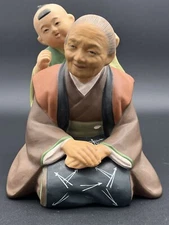 Antique Handmade Statue Hakata Urasaki Mimasu Japanese Clay Art Early 1900’s