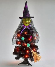 INDOOR OUTDOOR SCARY LED LIGHTED HALLOWEEN WITCH CHARACTER TREE