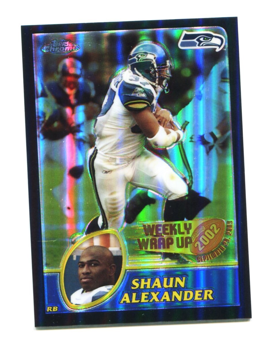 2003 Topps Chrome Shaun Alexander WW 28/599 Black Ref #149, Seattle Seahawks