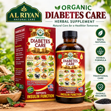Al Riyan Organic Diabetes Care Herbal Supplement Bottle & Box